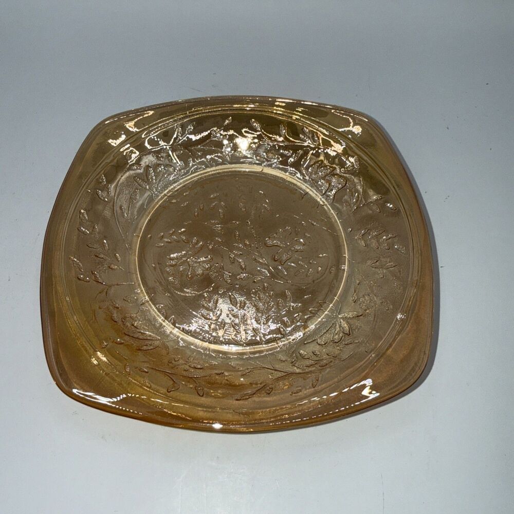 Vintage Jeanette Glass Floragold Louisa, Iridescent Small Plate 5 1/4" 1950s